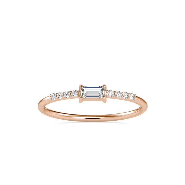 Minimalist Baguette & Round Diamond Ring