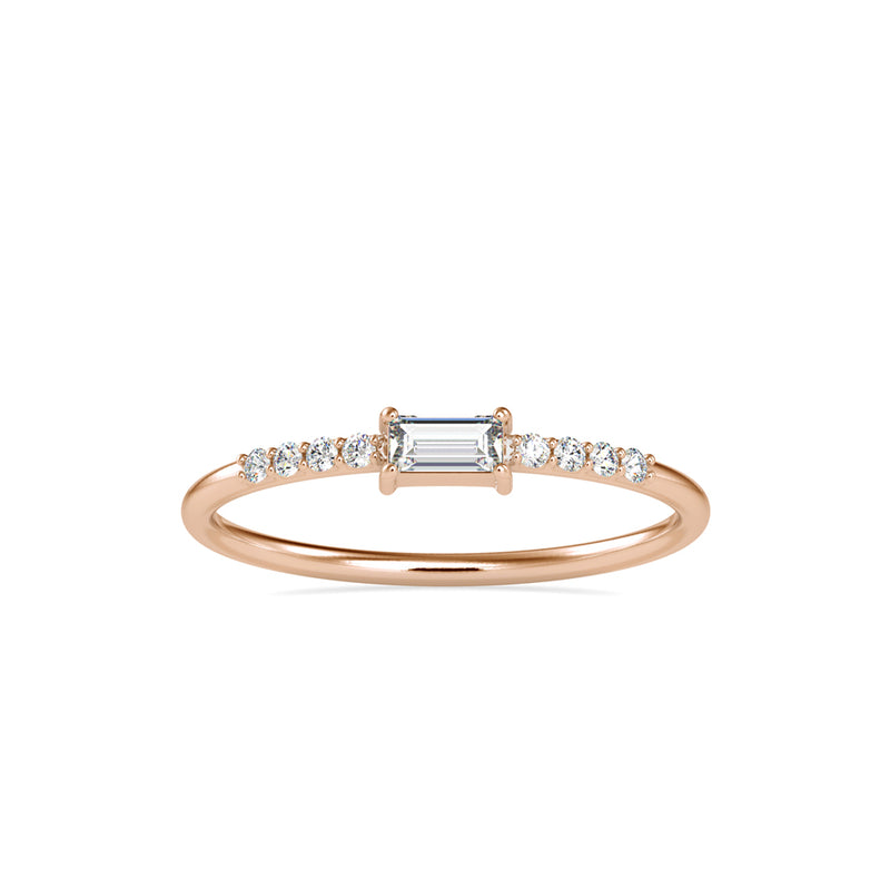 Minimalist Baguette & Round Diamond Ring