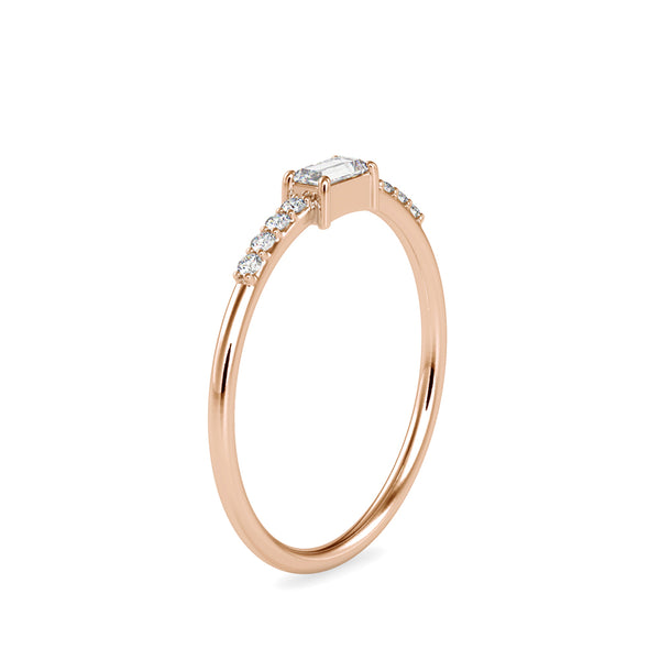 Minimalist Baguette & Round Diamond Ring