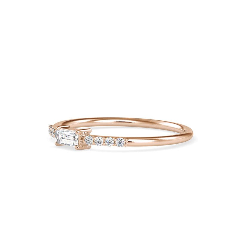 Minimalist Baguette & Round Diamond Ring