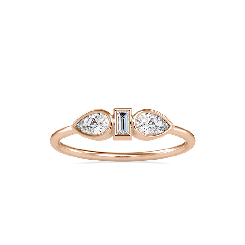 Pear and Baguette Cut Diamond Ring