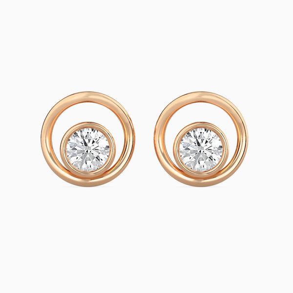 Gleaming Circlet Diamond Stud Earrings