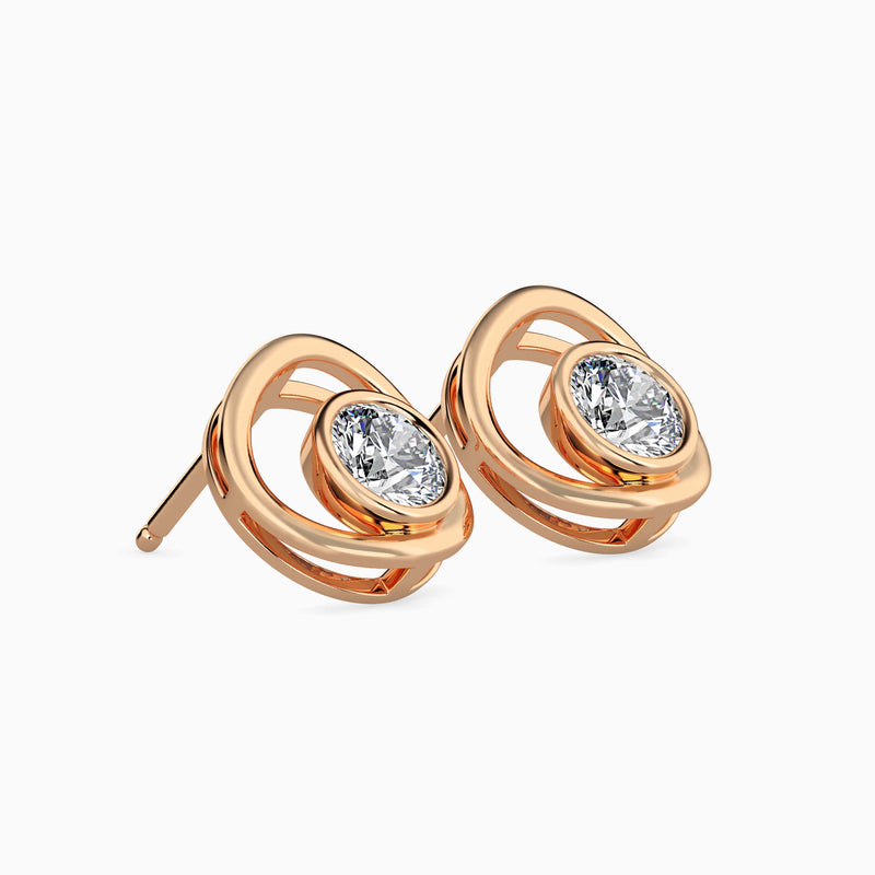 Gleaming Circlet Diamond Stud Earrings