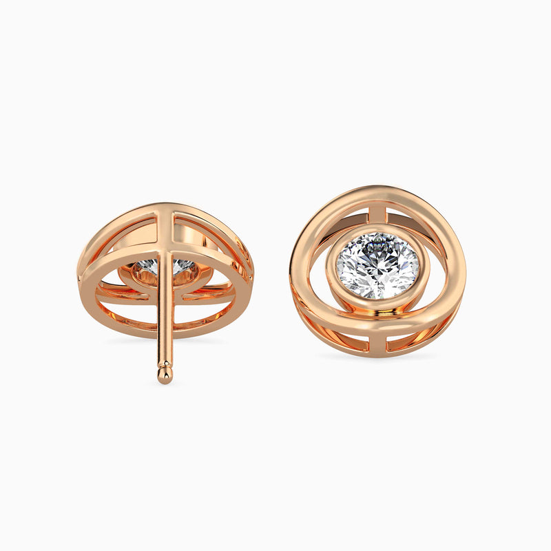 Gleaming Circlet Diamond Stud Earrings