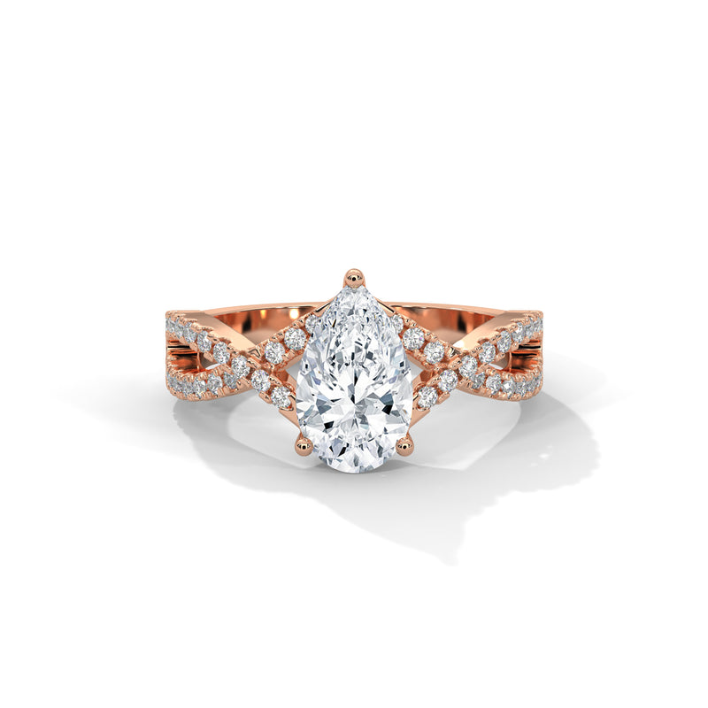 Glitter Twirl Pear Shaped Solitaire Ring