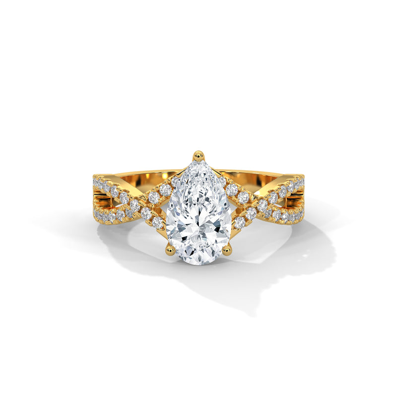 Glitter Twirl Pear Shaped Solitaire Ring