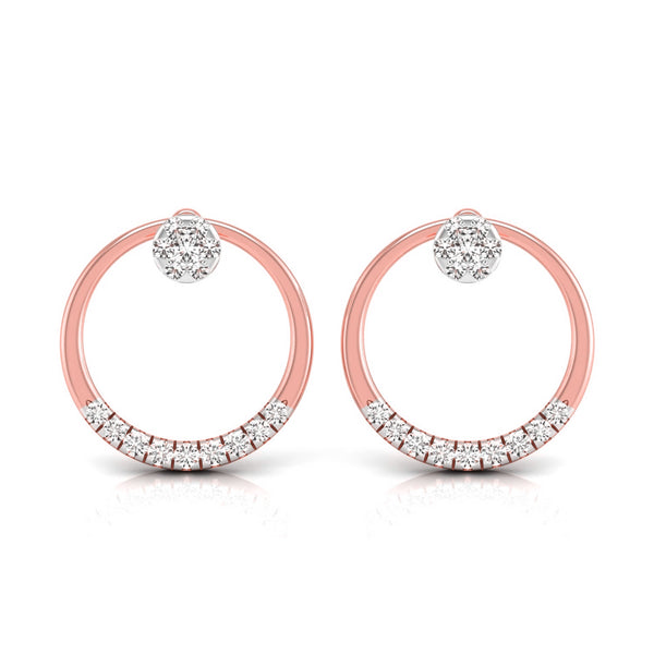 Glitzy Round Diamond Stud Earrings