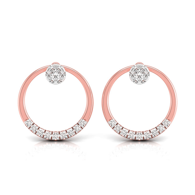 Glitzy Round Diamond Stud Earrings