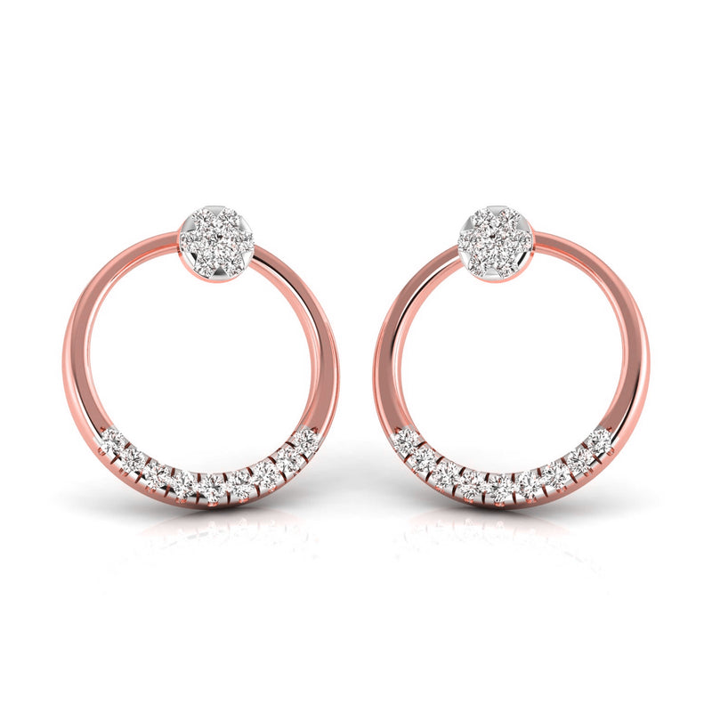 Glitzy Round Diamond Stud Earrings