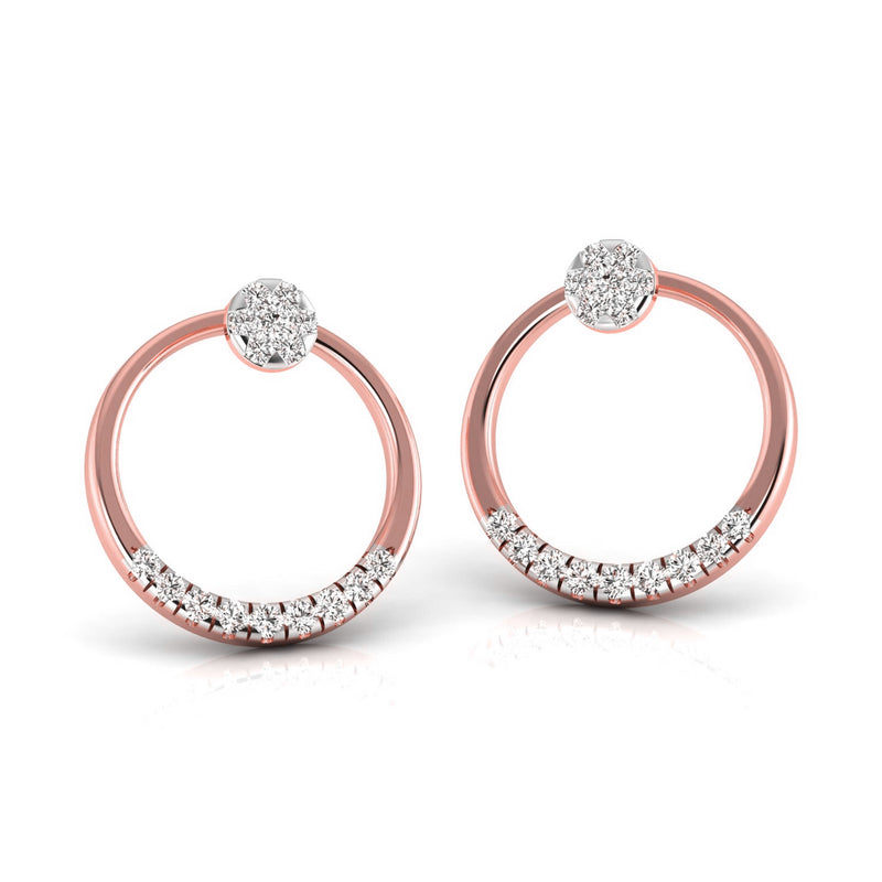 Glitzy Round Diamond Stud Earrings