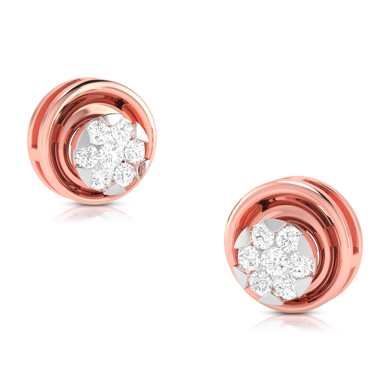 Graceful Swirl Diamond Stud Earrings